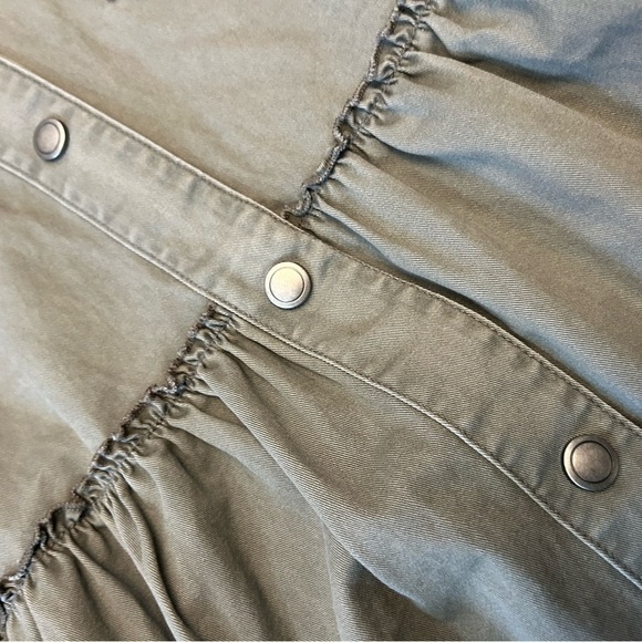 Maurices Khaki Green Babydoll Hoodie Jacket with Cinched Waist and Ruffle Hem - Picture 5 of 9